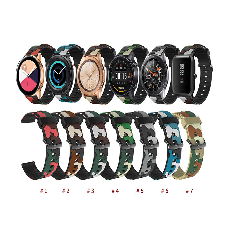 22mm Camouflage with Black Buckle Silicone Watch Band for Huawei Watch GT 2 46mm/GT/GT 2e