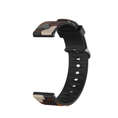 22mm Camouflage with Black Buckle Silicone Watch Band for Huawei Watch GT 2 46mm/GT/GT 2e