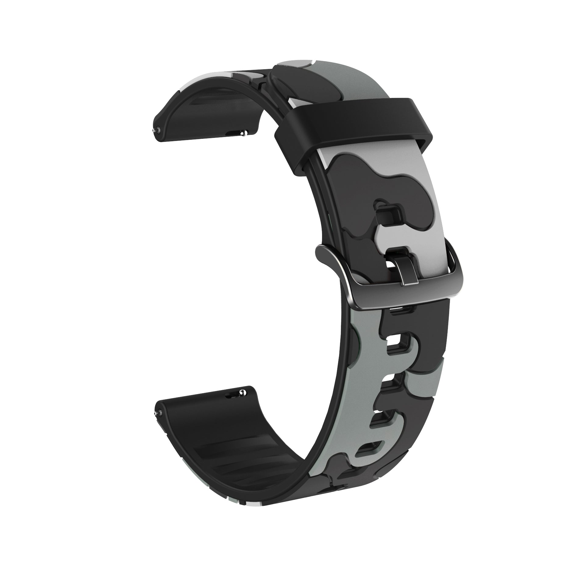 22mm Camouflage with Black Buckle Silicone Watch Band for Huawei Watch GT 2 46mm/GT/GT 2e