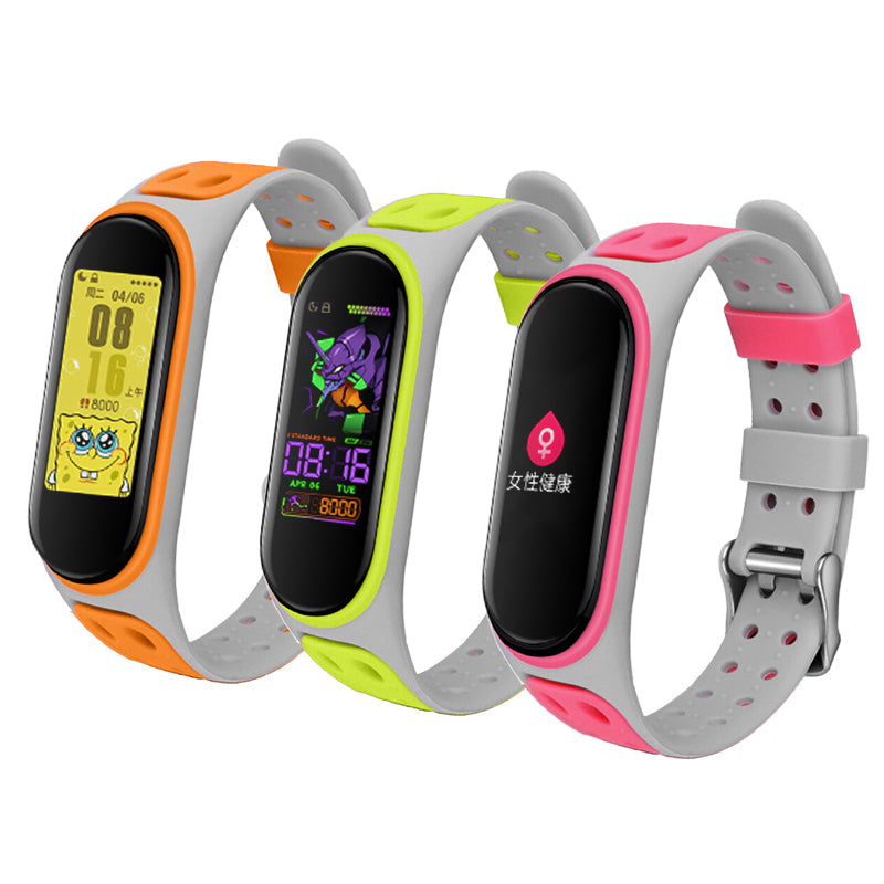 Bi-color Silicone Watch Band Replacement Strap for Xiaomi Mi Band 5/6/7