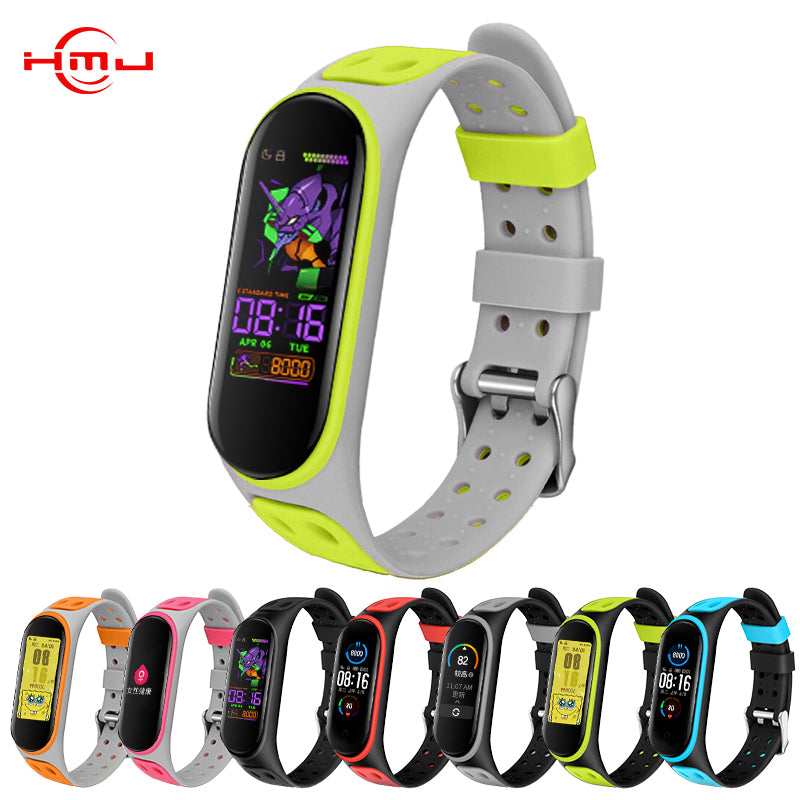 Bi-color Silicone Watch Band Replacement Strap for Xiaomi Mi Band 5/6/7