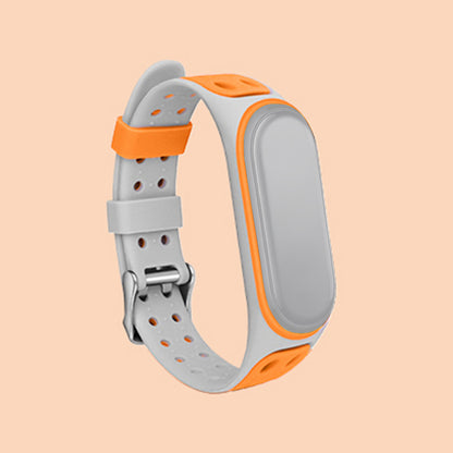 Bi-color Silicone Watch Band Replacement Strap for Xiaomi Mi Band 5/6/7