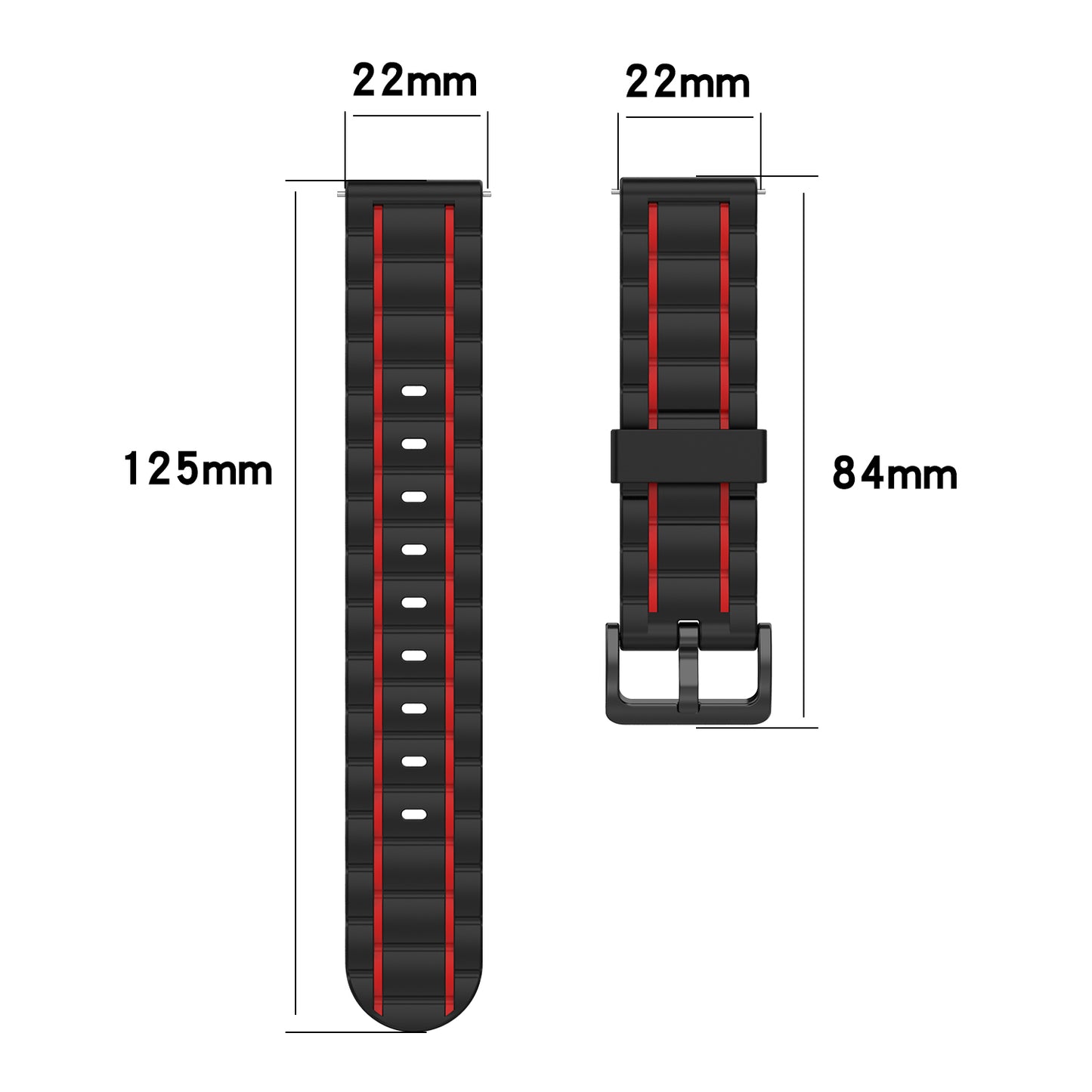 22mm Vertical Stripe Bi-color Silicone Watch Strap for Samsung Galaxy Watch 46mm/Galaxy Watch 3 45mm