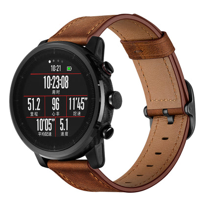 22mm Cowhide Leather Watch Band (DS Style) for Huami Amazfit 1/2S