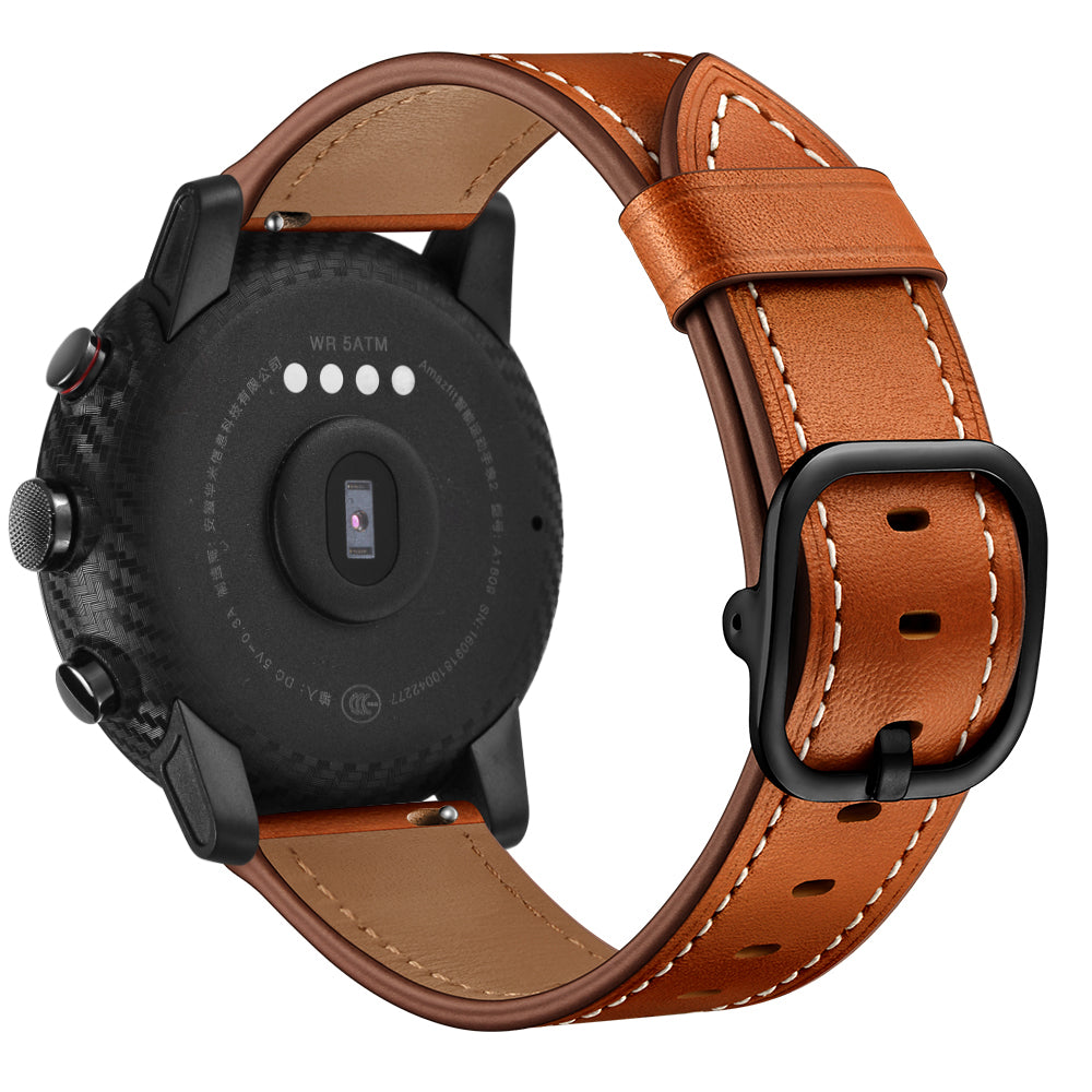 22mm Cowhide Leather Watch Band (DS Style) for Huami Amazfit 1/2S