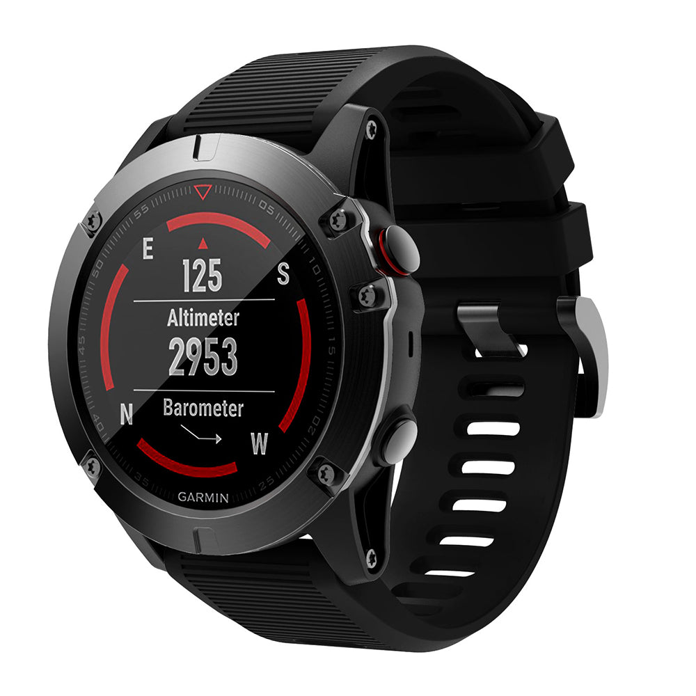 Horizontal Streak with Black Triangle Buckle Silicone Watch Band for Garmin Fenix 5X