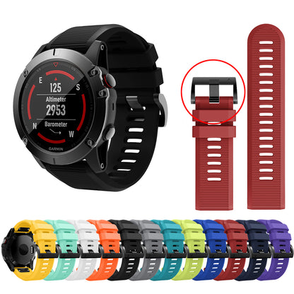 Horizontal Streak with Black Triangle Buckle Silicone Watch Band for Garmin Fenix 5X