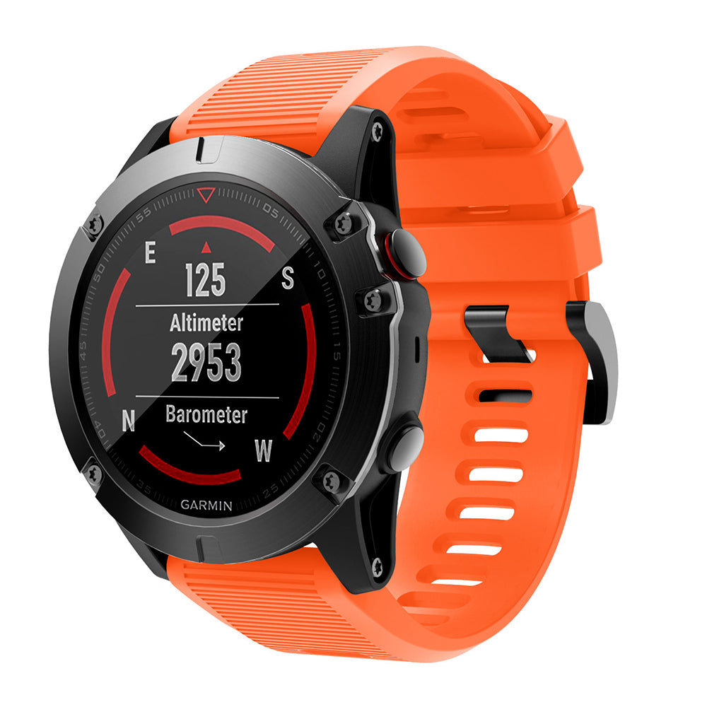 Horizontal Streak with Black Triangle Buckle Silicone Watch Band for Garmin Fenix 5X