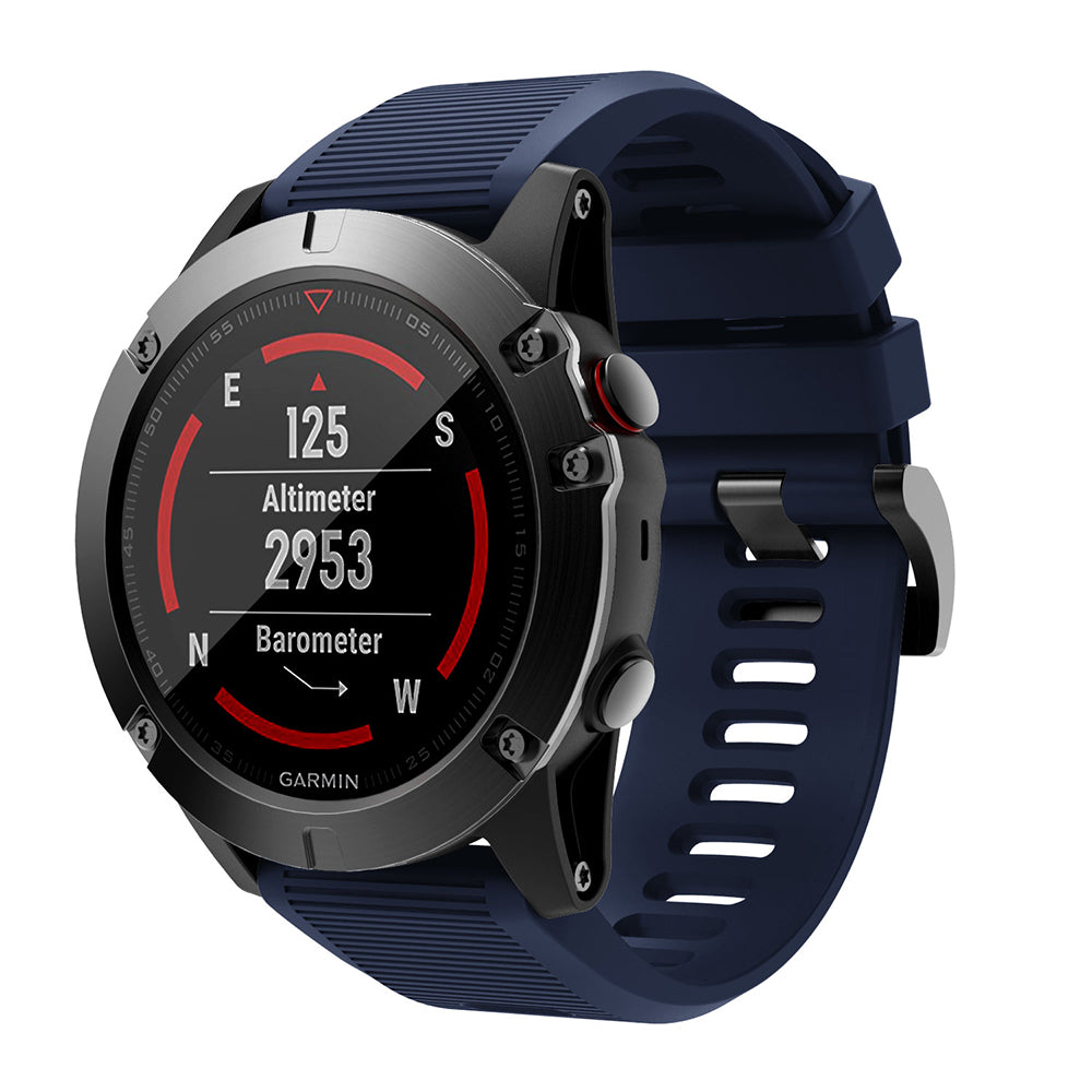 Horizontal Streak with Black Triangle Buckle Silicone Watch Band for Garmin Fenix 5X