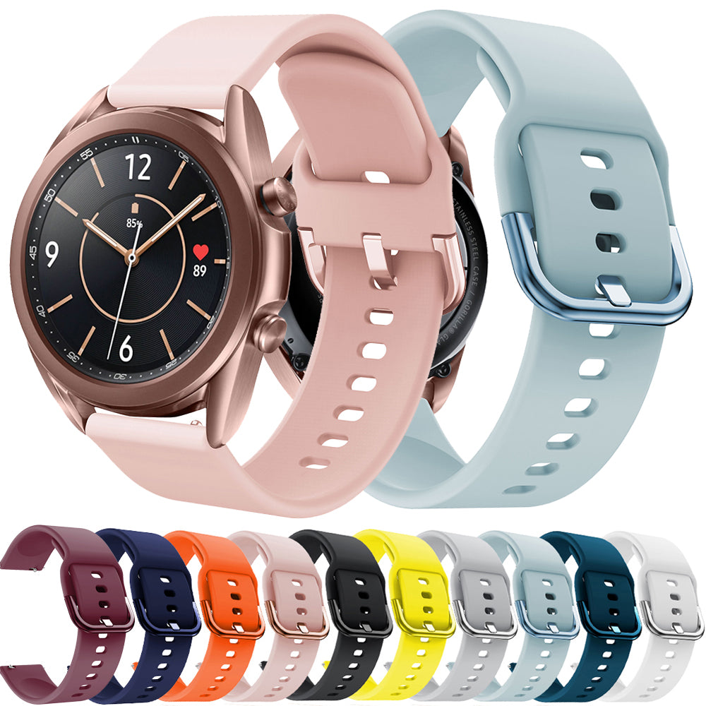 Silicone Smart Watch Band Adjustable Wrist Strap with Metal Buckle for Samsung Galaxy Watch3 41mm