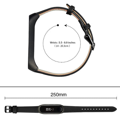 Quality Genuine Leather Watch Band Strap [Black Frame] for Xiaomi Mi Band 5