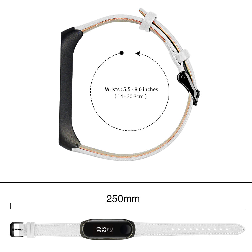 Quality Genuine Leather Watch Band Strap [Black Frame] for Xiaomi Mi Band 5