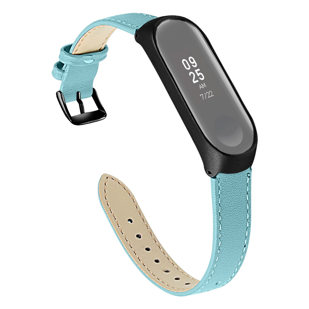 Quality Genuine Leather Watch Band Strap [Black Frame] for Xiaomi Mi Band 5