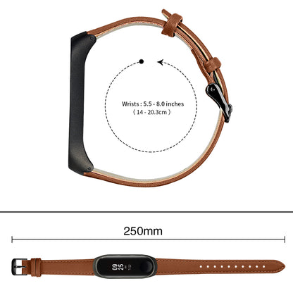 Quality Genuine Leather Watch Band Strap [Black Frame] for Xiaomi Mi Band 5