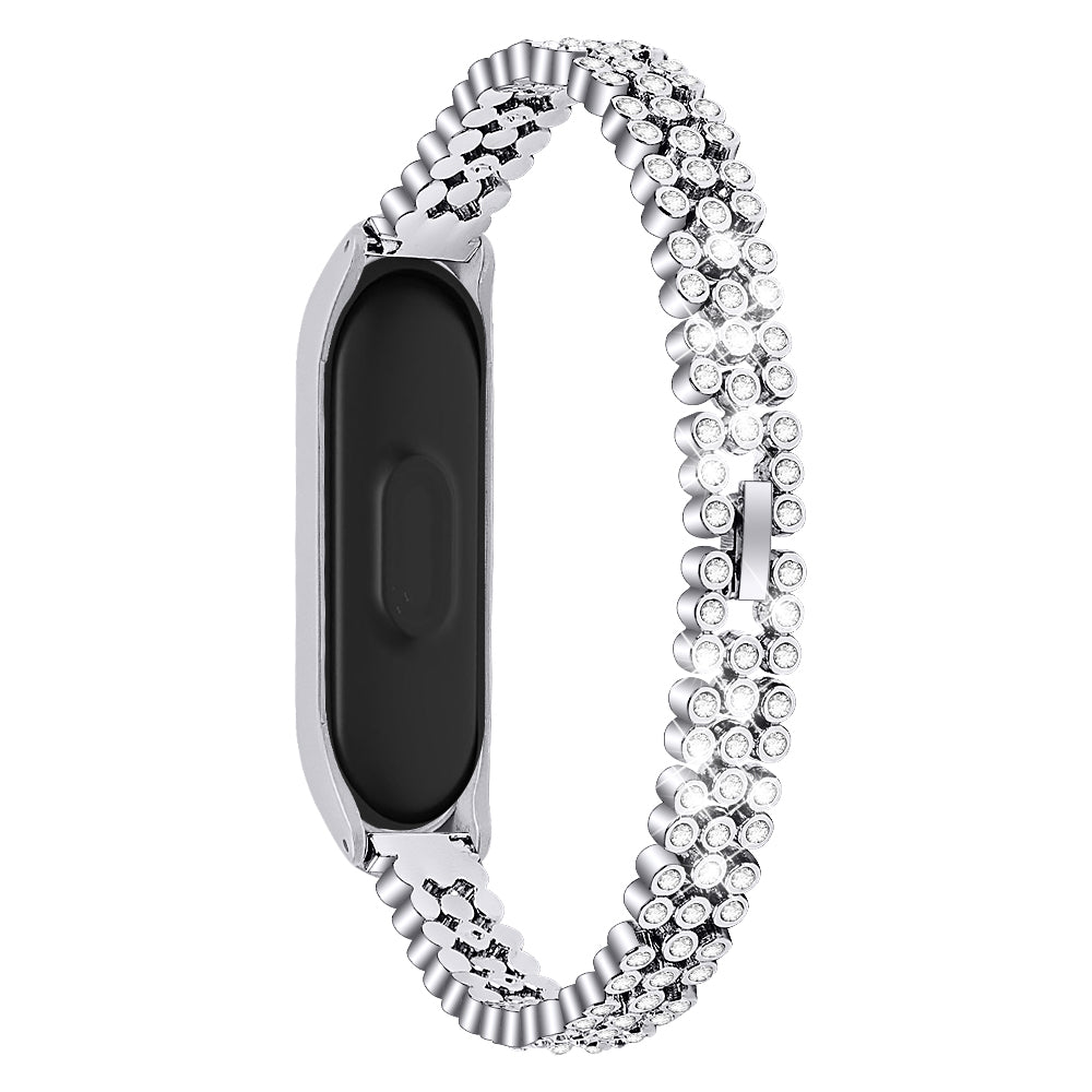 Rhinestone Decor Stainless Steel Smart Watch Band for Xiaomi Mi Band 5