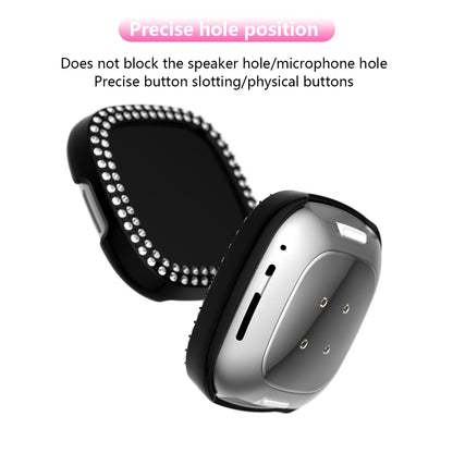 Dual-row Rhinestone Decor TPU Watch Cover for Fitbit Versa 3/Sense