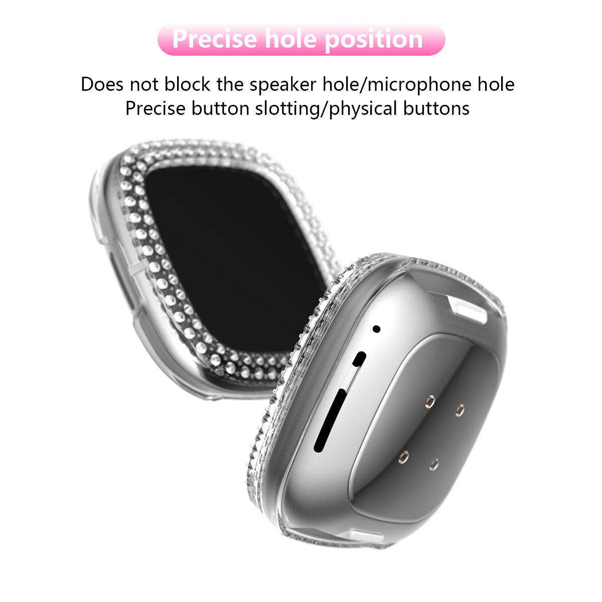 Dual-row Rhinestone Decor TPU Watch Cover for Fitbit Versa 3/Sense