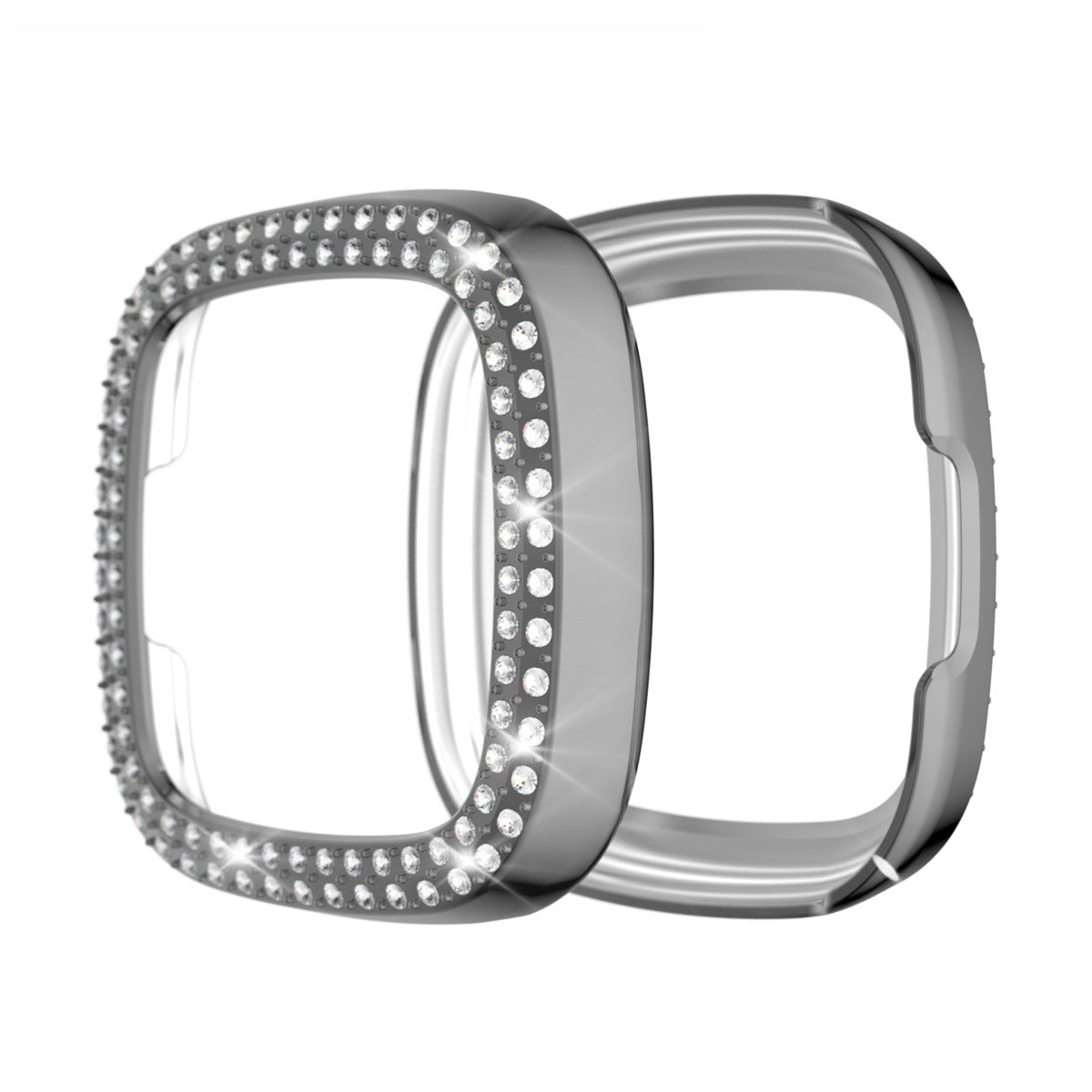 Dual-row Rhinestone Decor TPU Watch Cover for Fitbit Versa 3/Sense