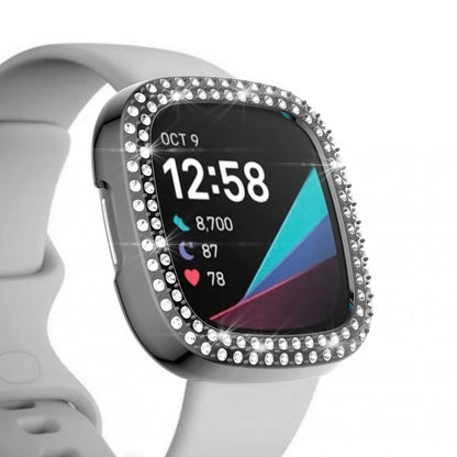 Dual-row Rhinestone Decor TPU Watch Cover for Fitbit Versa 3/Sense