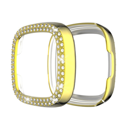 Dual-row Rhinestone Decor TPU Watch Cover for Fitbit Versa 3/Sense