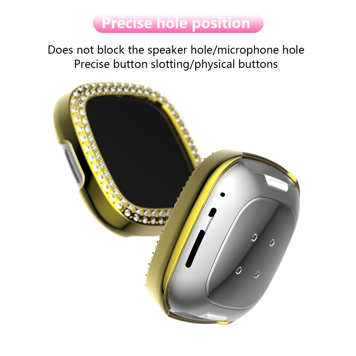 Dual-row Rhinestone Decor TPU Watch Cover for Fitbit Versa 3/Sense