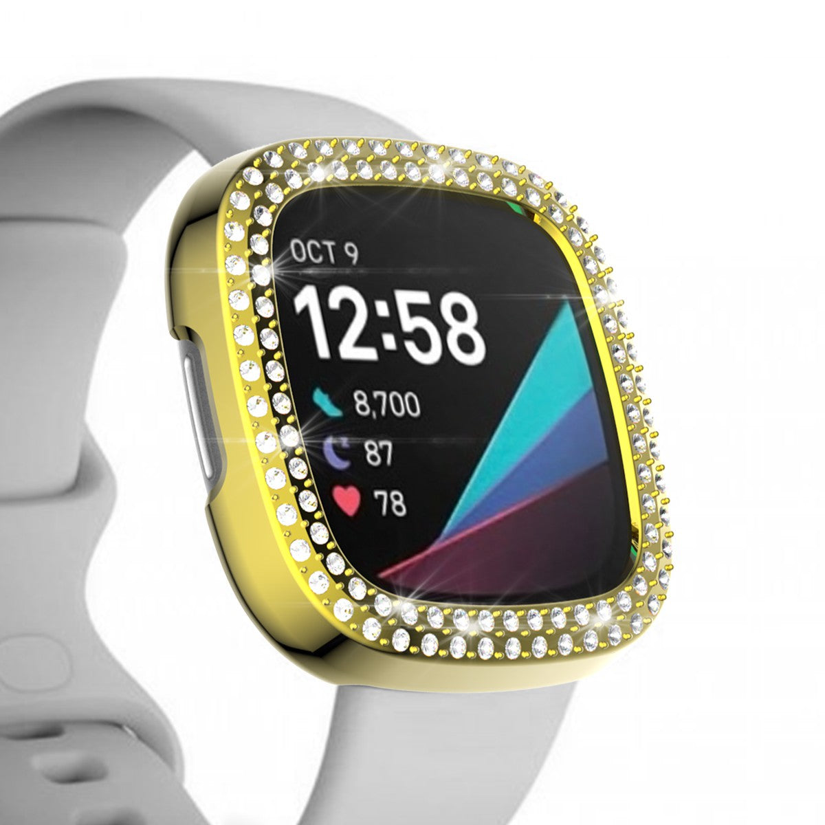 Dual-row Rhinestone Decor TPU Watch Cover for Fitbit Versa 3/Sense