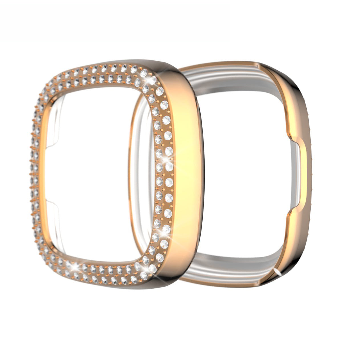 Dual-row Rhinestone Decor TPU Watch Cover for Fitbit Versa 3/Sense