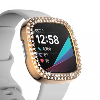 Dual-row Rhinestone Decor TPU Watch Cover for Fitbit Versa 3/Sense