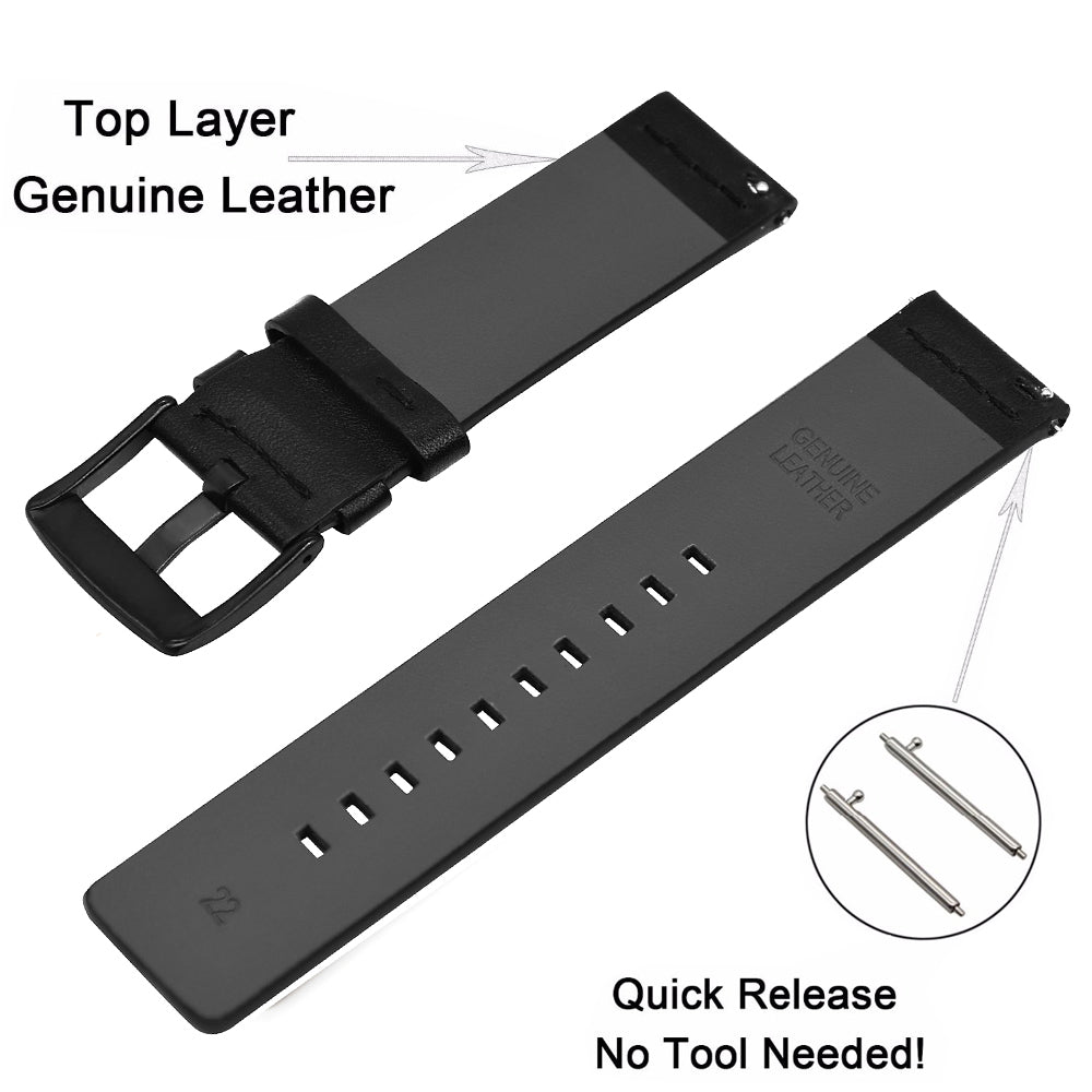 24mm Genuine Leather Watch Replacement Strap for Sony Smartwatch 2 SW2/Suunto Traverse/Seiko SUN059 etc.