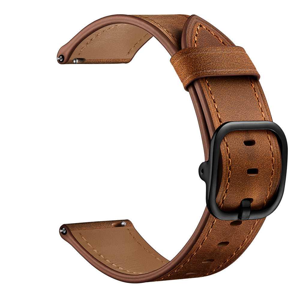 22mm Genuine Leather Watch Band Replacement for Huawei Watch GT2e/ Samsung Galaxy Watch3 45mm etc.