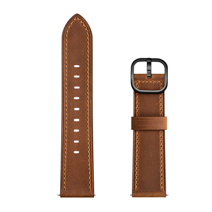 22mm Genuine Leather Watch Band Replacement for Huawei Watch GT2e/ Samsung Galaxy Watch3 45mm etc.