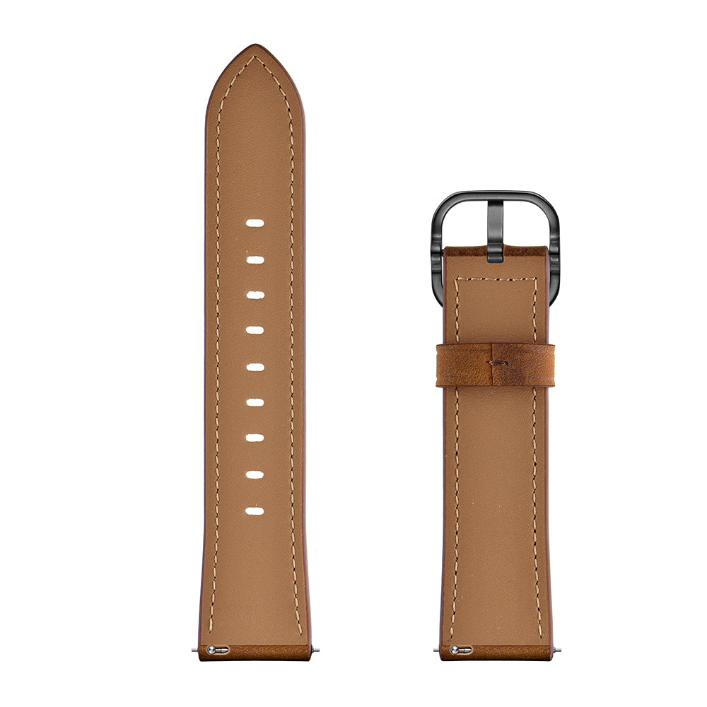 22mm Genuine Leather Watch Band Replacement for Huawei Watch GT2e/ Samsung Galaxy Watch3 45mm etc.