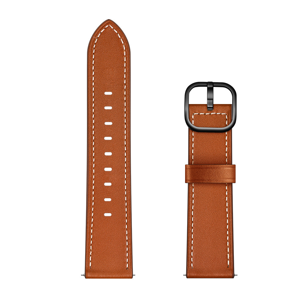 22mm Genuine Leather Watch Band Replacement for Huawei Watch GT2e/ Samsung Galaxy Watch3 45mm etc.