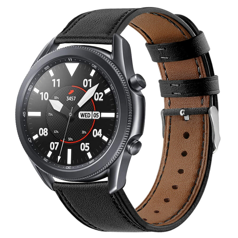 22mm Genuine Leather Watch Band Strap for Samsung Galaxy Watch3 45mm etc.