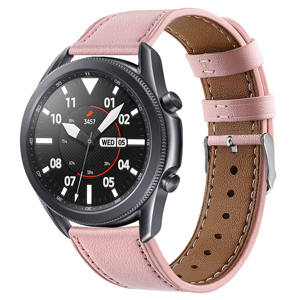 22mm Genuine Leather Watch Band Strap for Samsung Galaxy Watch3 45mm etc.