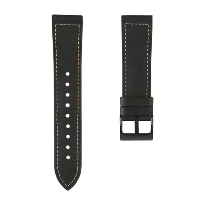 22mm Stitching Decor Leather Coated TPU Watch Band