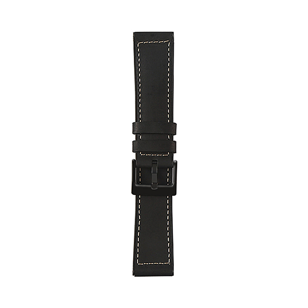 22mm Stitching Decor Leather Coated TPU Watch Band