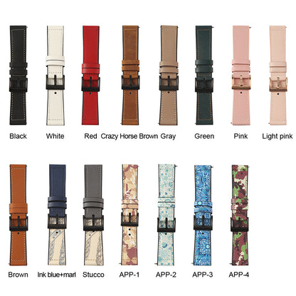 22mm Stitching Decor Leather Coated TPU Watch Band