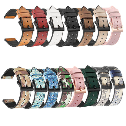 22mm Stitching Decor Leather Coated TPU Watch Band