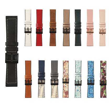 22mm Stitching Decor Leather Coated TPU Watch Band