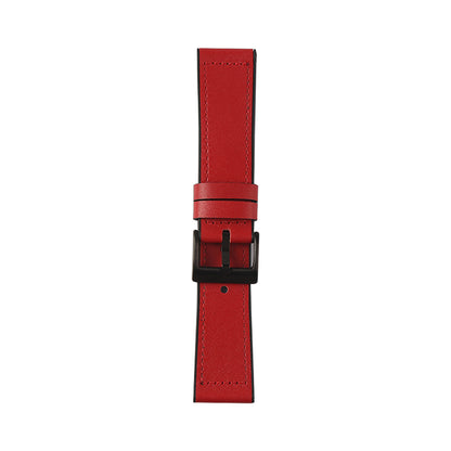 22mm Stitching Decor Leather Coated TPU Watch Band