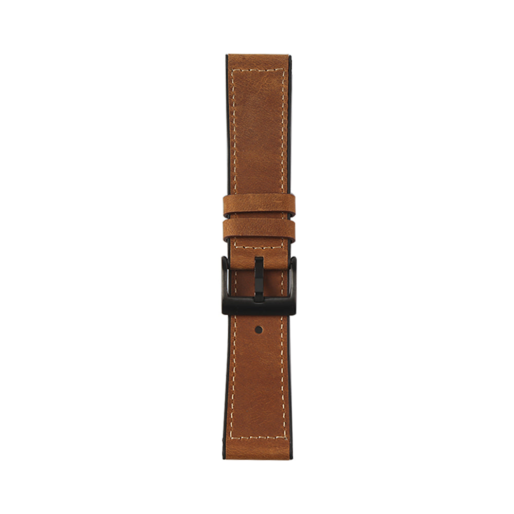 22mm Stitching Decor Leather Coated TPU Watch Band