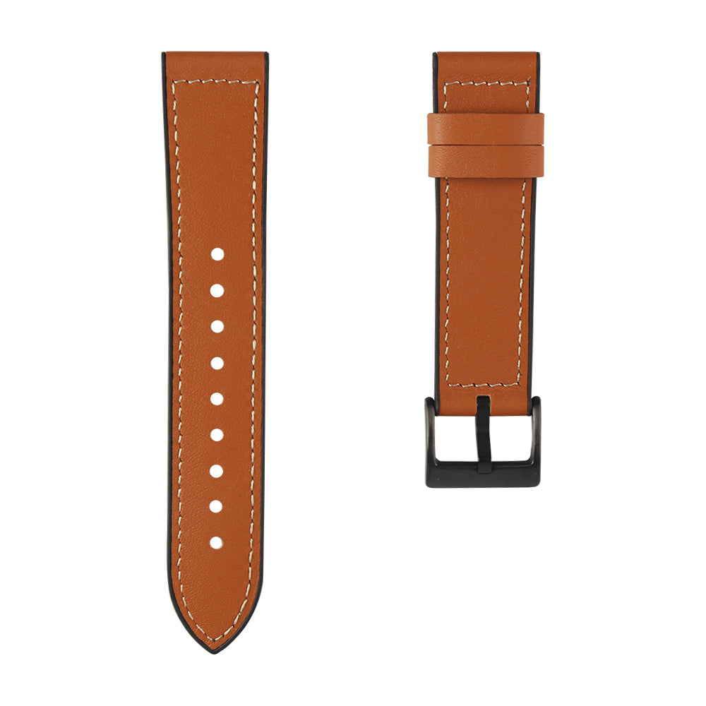 22mm Stitching Decor Leather Coated TPU Watch Band