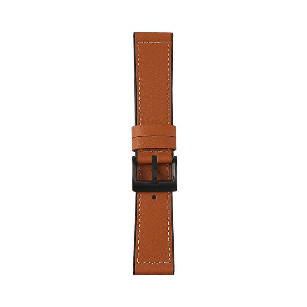 22mm Stitching Decor Leather Coated TPU Watch Band