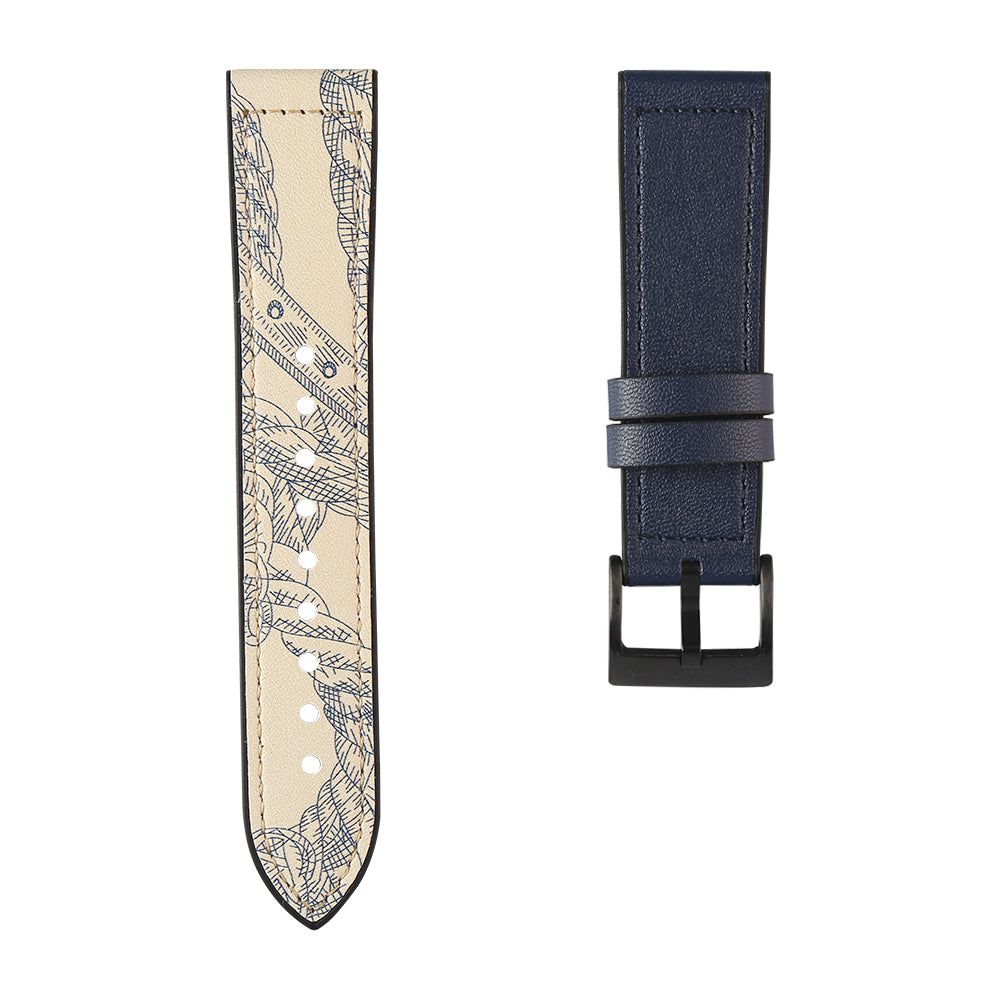 22mm Stitching Decor Leather Coated TPU Watch Band