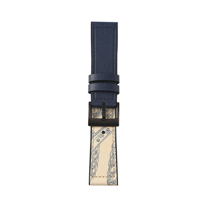 22mm Stitching Decor Leather Coated TPU Watch Band