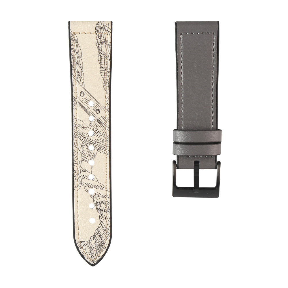 22mm Stitching Decor Leather Coated TPU Watch Band