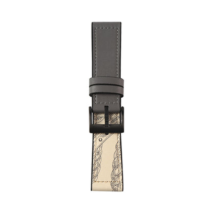 22mm Stitching Decor Leather Coated TPU Watch Band