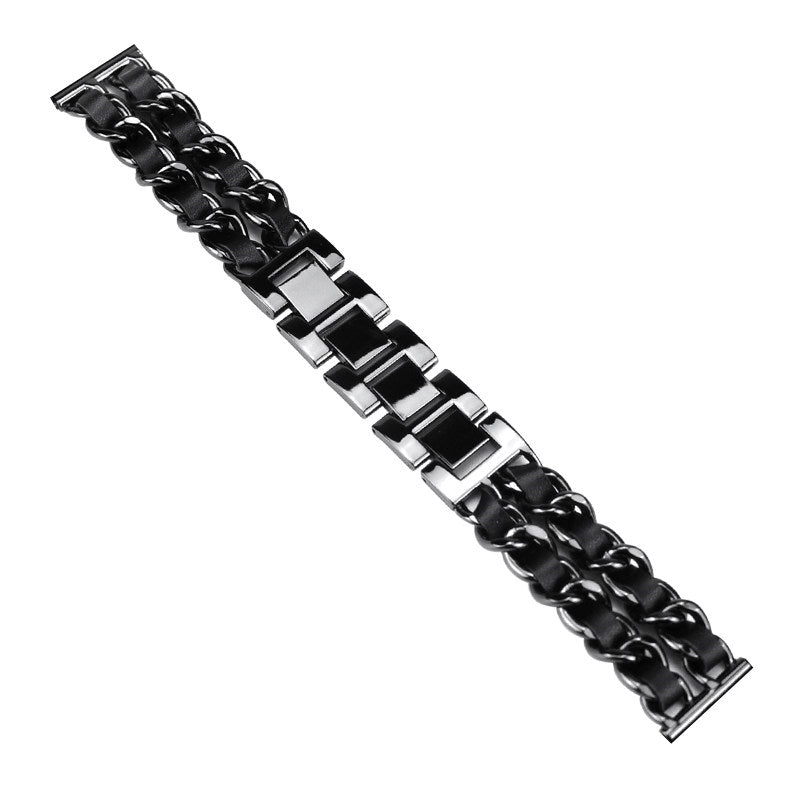 Stainless Steel+PU Leather Watch Strap 20MM Smart Watch Strap Replacement for Polar Pacer Pro