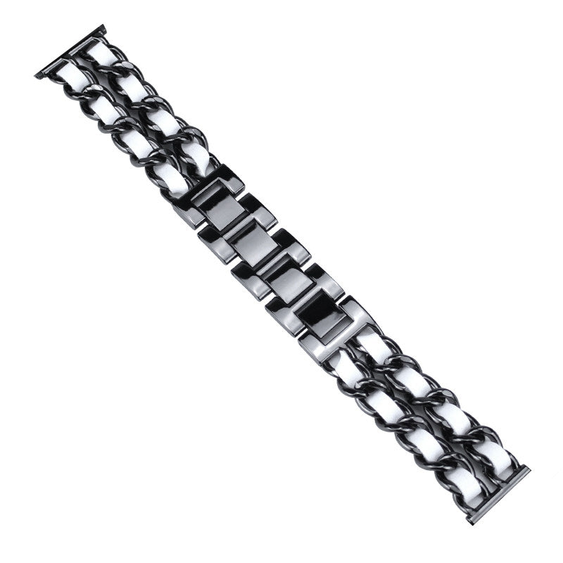 Stainless Steel+PU Leather Watch Strap 20MM Smart Watch Strap Replacement for Polar Pacer Pro